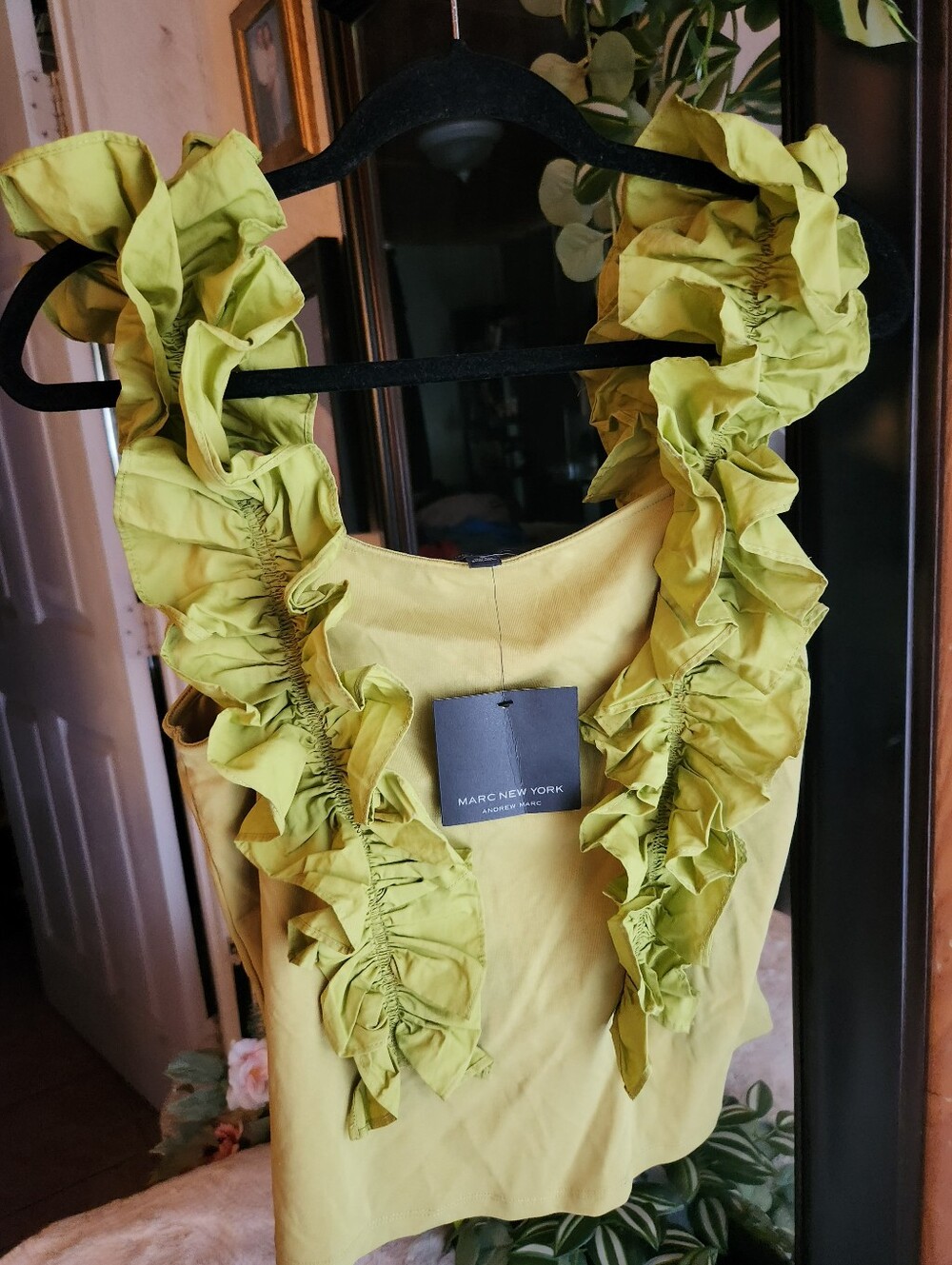 Marc New York Lime Ruffle Sleeve Tank